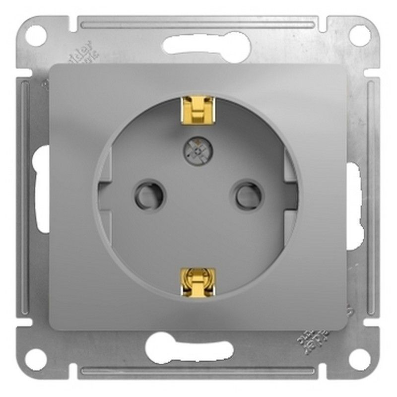 Glossa Алюминий Розетка Systeme Electric Glossa Алюминий с/з со шторками GSL000345