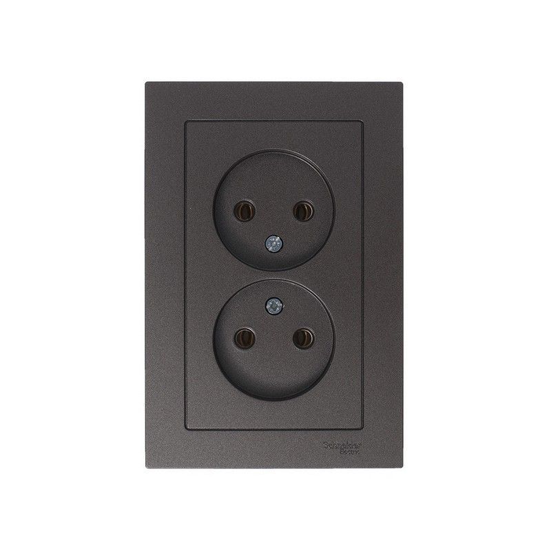 AtlasDesign Мокко Розетка Systeme Electric AtlasDesign Мокко б/з двойная, 16А, в сборе ATN000620
