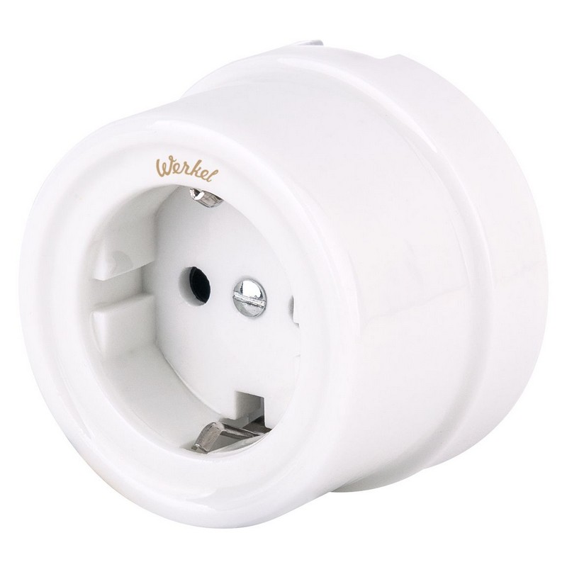 Werkel Ретро Розетка Werkel с заземлением (белый) Ретро W5671001