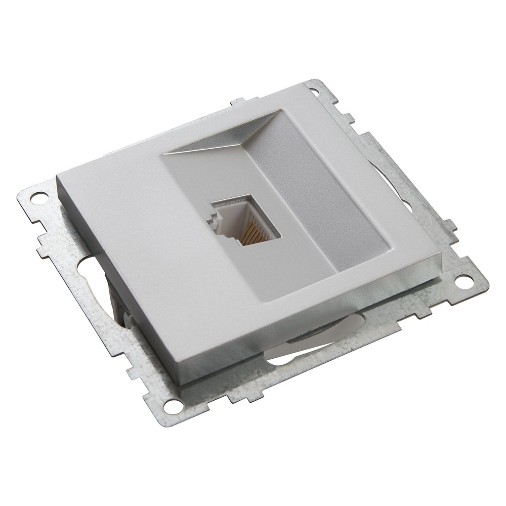 Катрин - Розетки и выключатели Stekker Розетка компьютерная 1-местная RJ-45 STEKKER GLS00-7107-03 Катрин серебро 39585