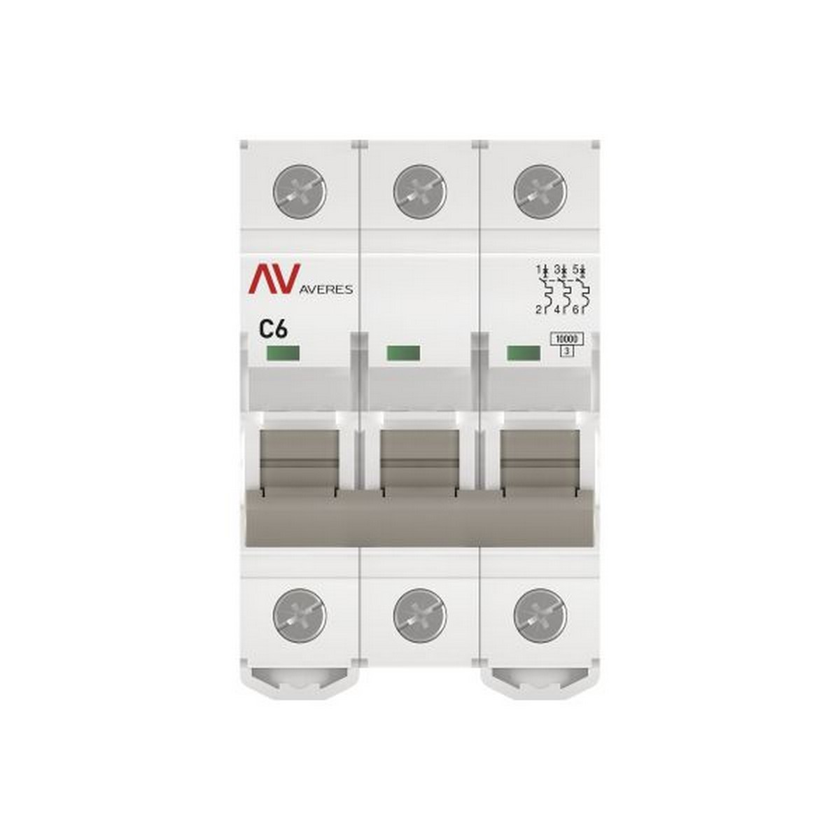 Автоматический выключатель EKF AVERES AV-10 (С) 3P 6А 10kA mcb10-3-06C-av