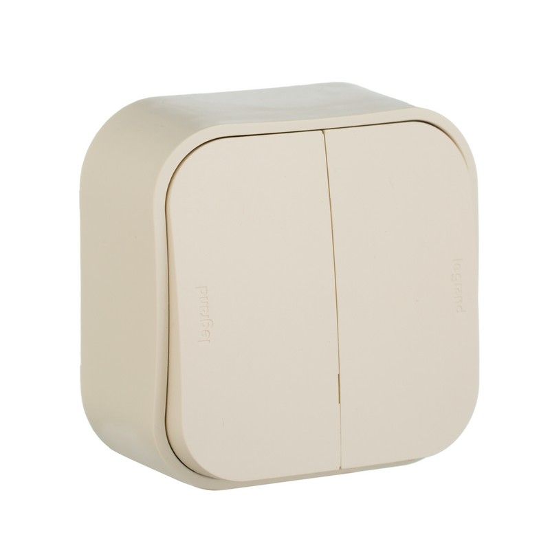 Накладные Розетки и выключатели Legrand Quteo Бежевый Выключатель Legrand Quteo 10A 2-клавишный бежевый  782232