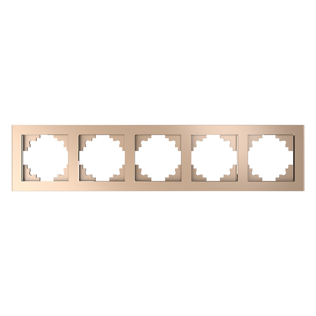 Катрин - Розетки и выключатели Stekker Рамка 5-местная стекло STEKKER GFR00-7005-02 серия Катрин шампань 39638