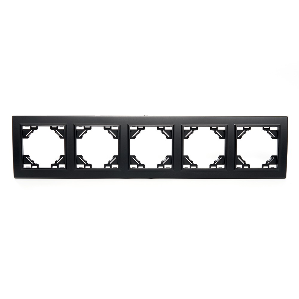 Эрна - Розетки и выключатели Stekker Рамка 5-местная горизонтальная STEKKER PPFR00-9005-03 серия Эрна черный 39622