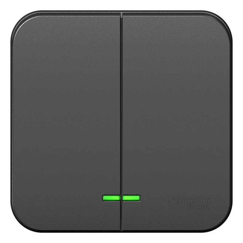 Blanca антрацит розетки и выключатели Выключатель SE Blanca 2-клавишный Антрацит наружный с подсветкой BLNVA105106