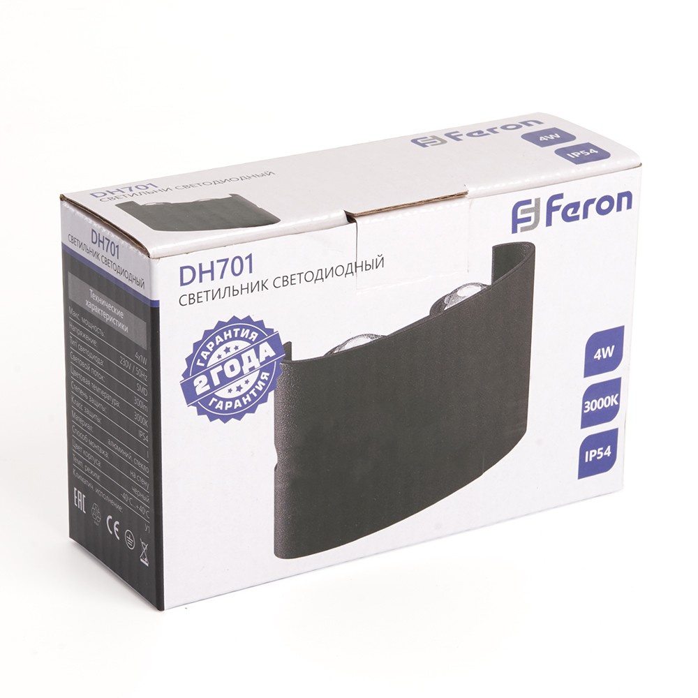 Уличные настенные светильники Светильник уличный светодиодный Feron DH701 4*1W 300Lm 3000K черный 48313 
