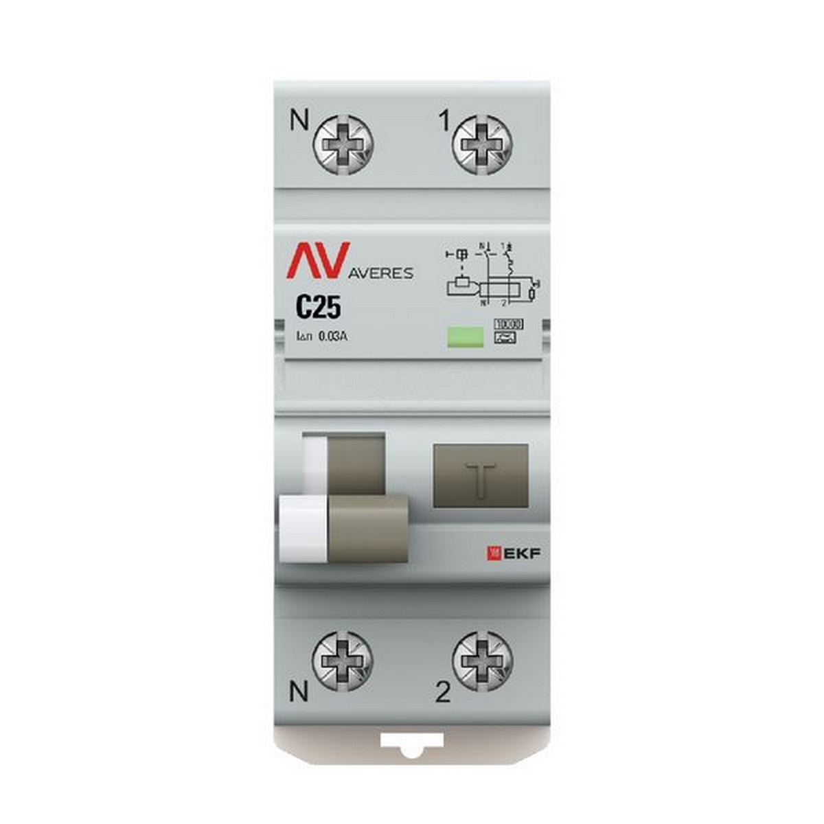 Диф. Автомат EKF AVERES DVA-10 1P+N 25А (C) 30мА (A) 10кА rcbo10-1pn-25C-30-a-av
