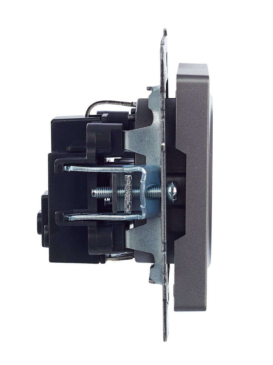 IEK Brite Сталь Розетка IEK BRITE с/з без шторок 16А РС11-1-0-БрС сталь BR-R11-16-K46