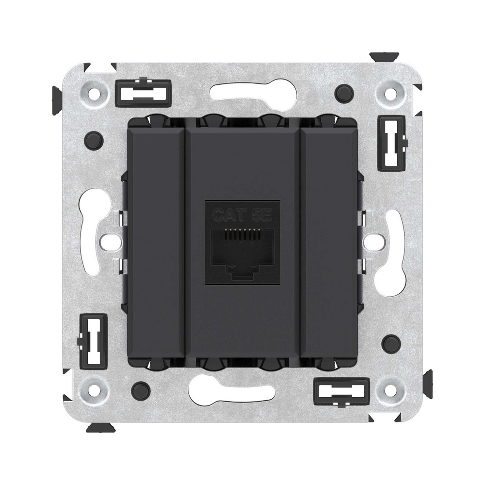 DKC Avanti механизмы Черный матовый Компьютерная розетка DKC Avanti RJ-45 без шторки в стену кат.5е одинарная "Черный матовый" 4412663