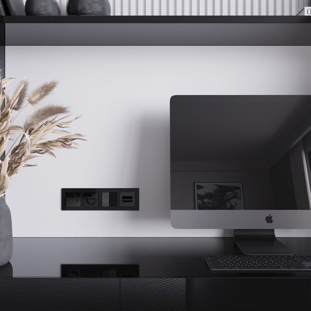 Werkel Черный акрил Накладка Werkel для двойной розетки Еthernet RJ-45 (черный акрил) W11911480