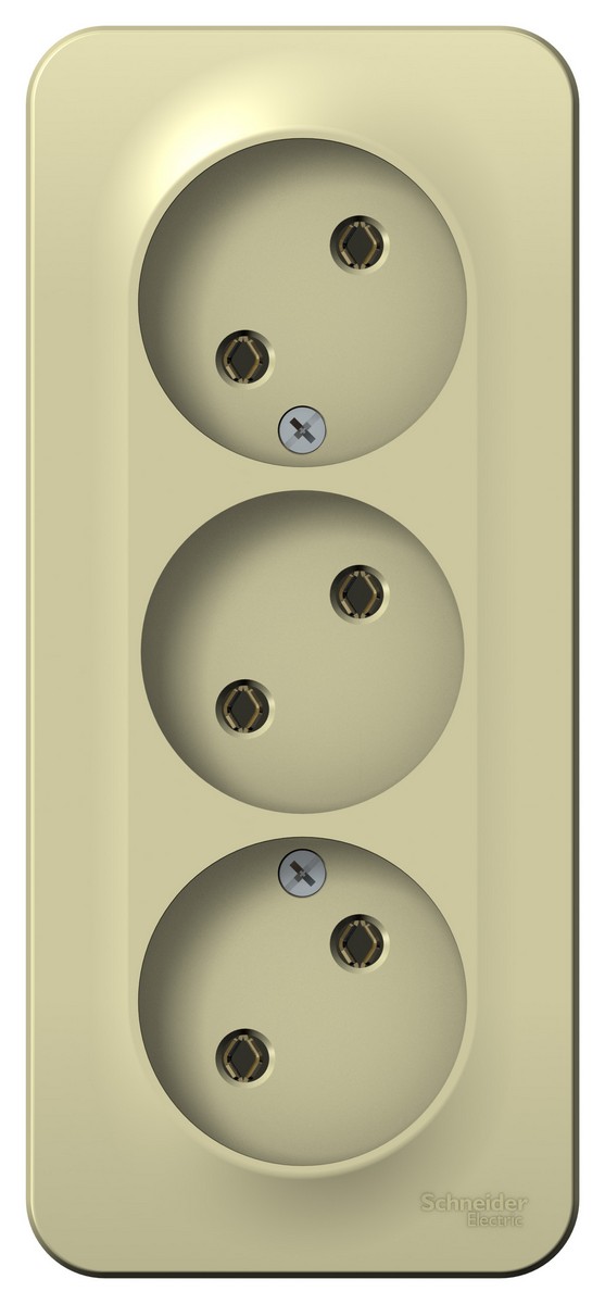 Blanca бежевые розетки и выключатели Розетка SE Blanca 3-ая Бежевый наружный б/з без шторок изолир. пластина BLNRA000317