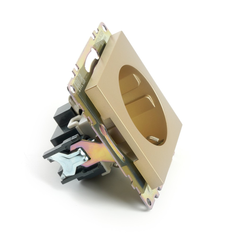 Катрин - Розетки и выключатели Stekker Розетка 1-местная с/з STEKKER GLS16-7110-08 250V 16А с защ. шторкой Катрин золото 49224