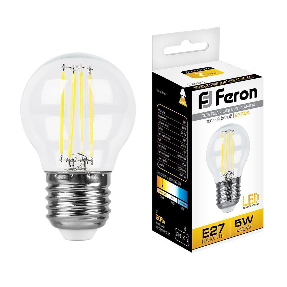 E27 Лампа светодиодная Feron LB-61 E27 5W 2700K 230V 25581 