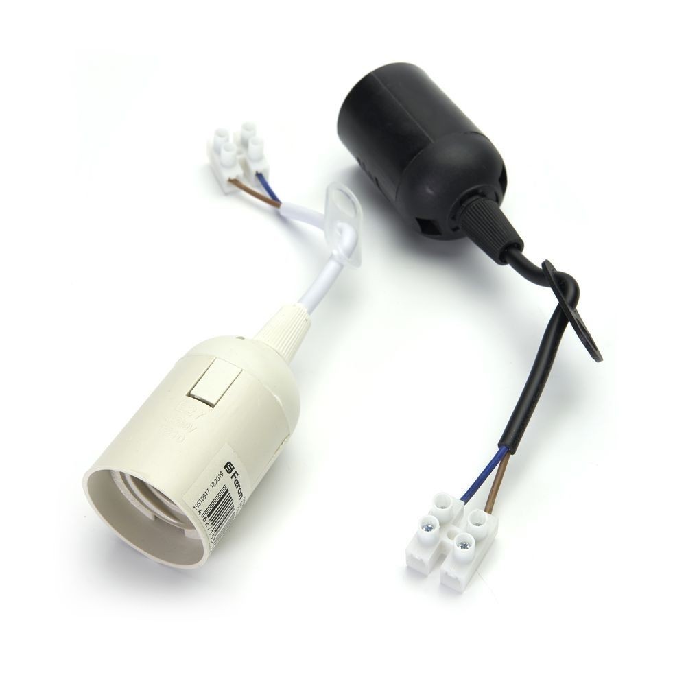 Патрон для ламп 250V E27 LH108 подвесной с клеммой, , самозат. пластик, медь, полипропилен, черный, 38*55 мм 41034