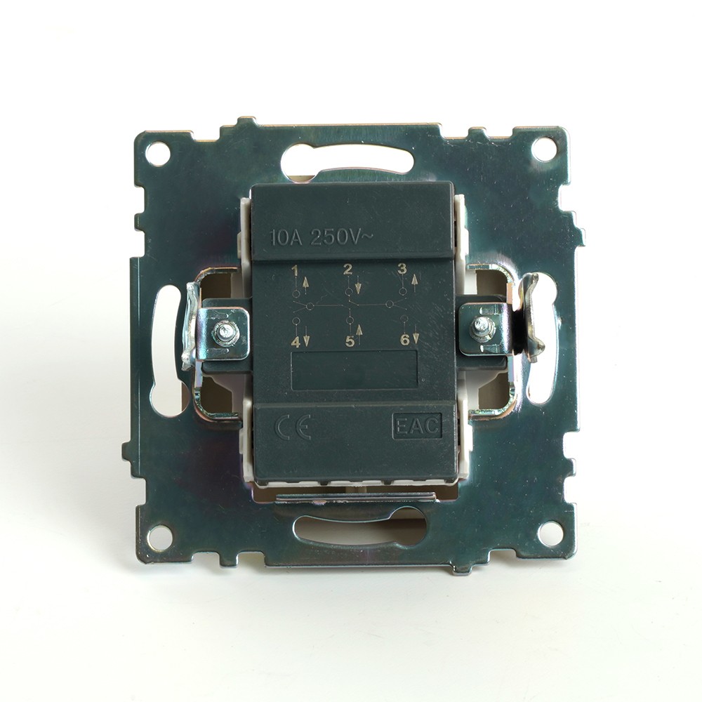 Катрин - Розетки и выключатели Stekker Переключатель 2-клавишный (механизм) STEKKER GLS10-7107-08 250V 10А  Катрин золото 49220