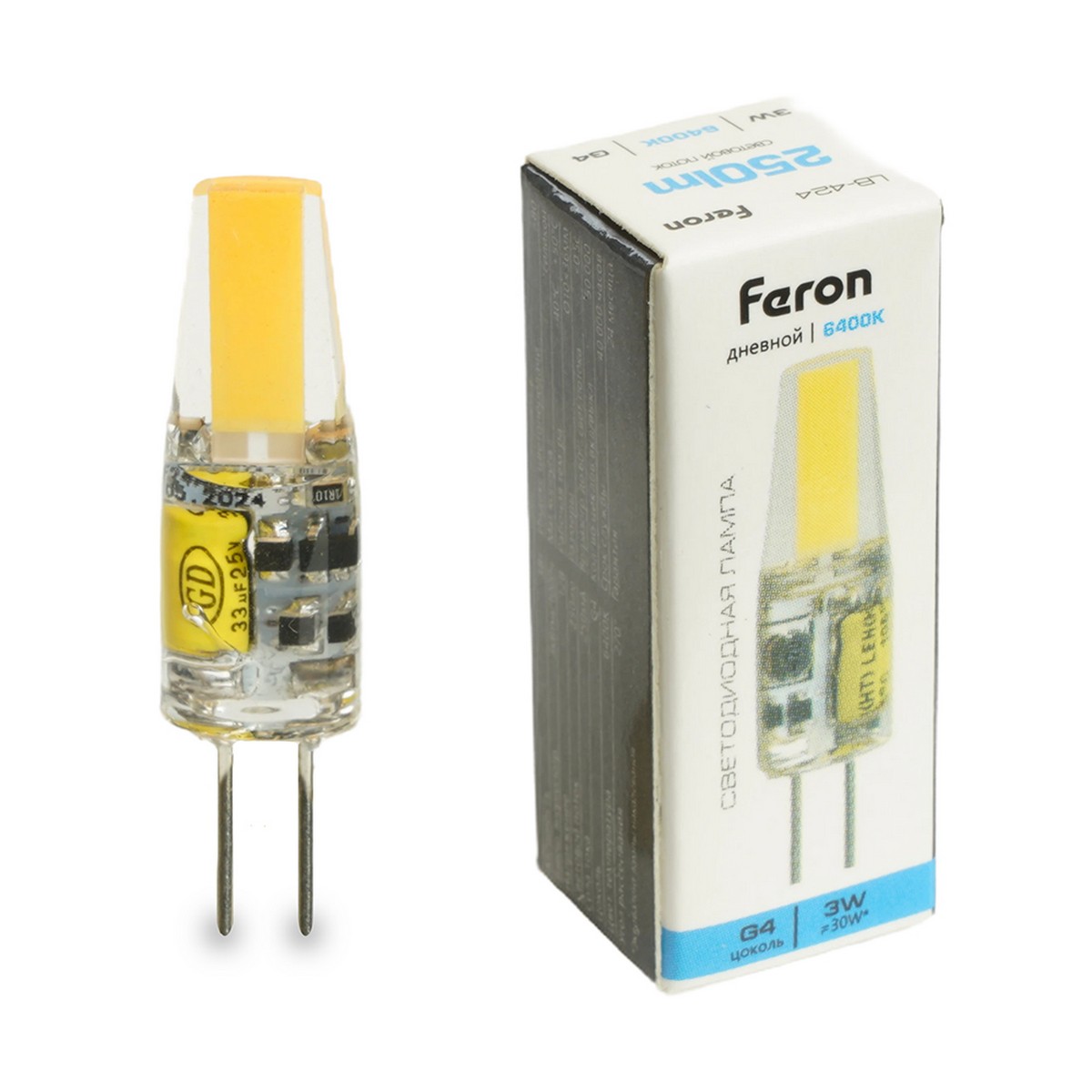 G4 Лампа светодиодная Feron LB-424 G4 3W 12V 6400K 51172