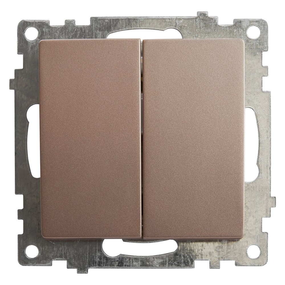 Катрин - Розетки и выключатели Stekker Выключатель 2-клавишный STEKKER GLS10-7104-02 250V 10А Катрин шампань 39592