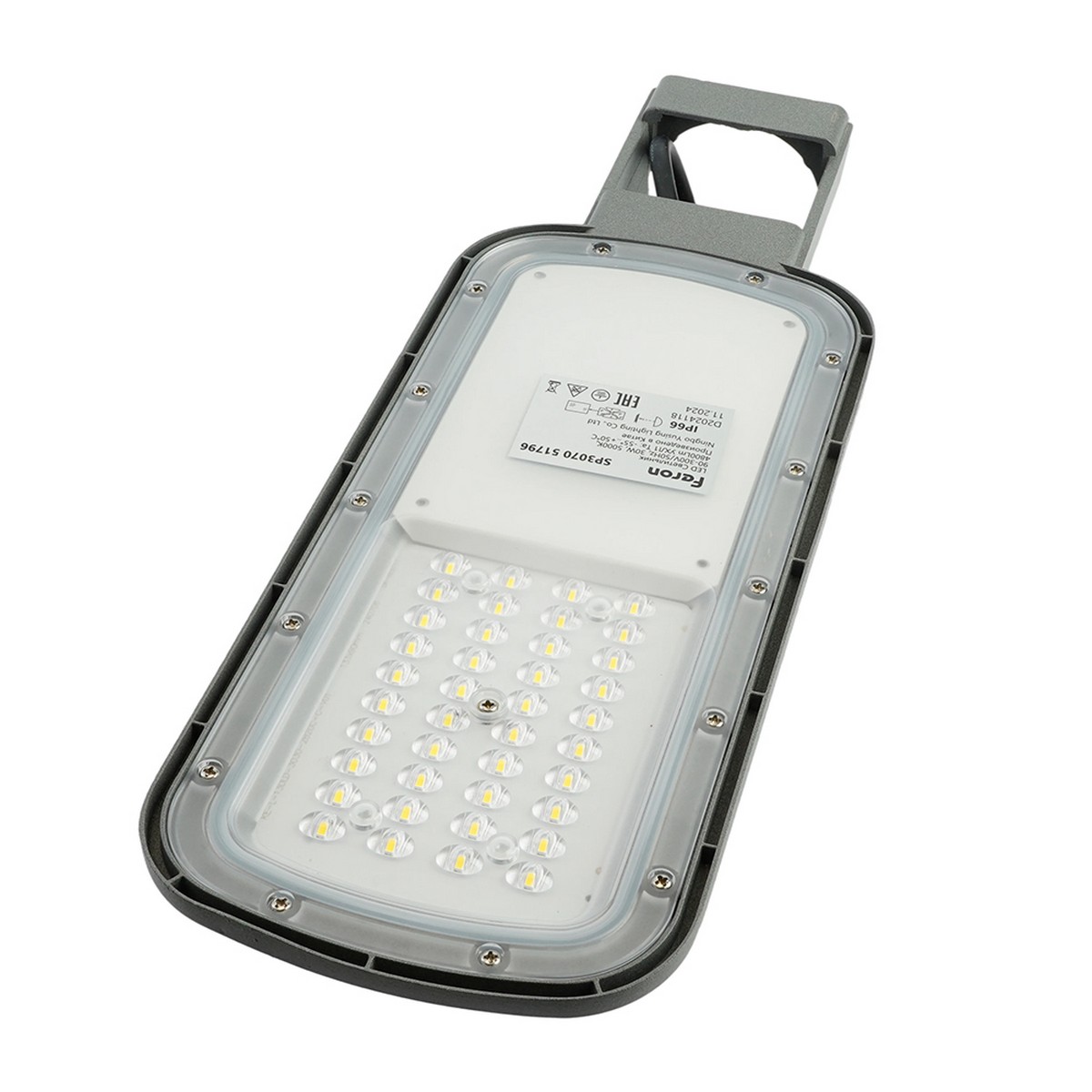 Консольные уличные светодиодные светильники на столб Светодиодный уличный консольный светильник Feron SP3070 30W 5000K серый 51796 