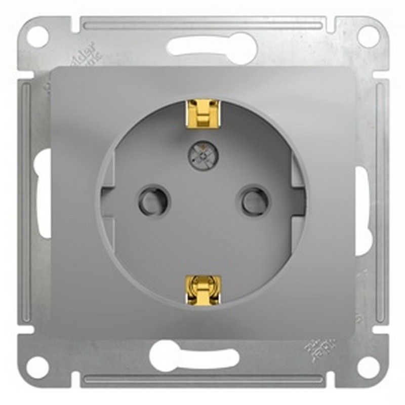 Glossa Алюминий Розетка Systeme Electric Glossa Алюминий с/з со шторками GSL000345