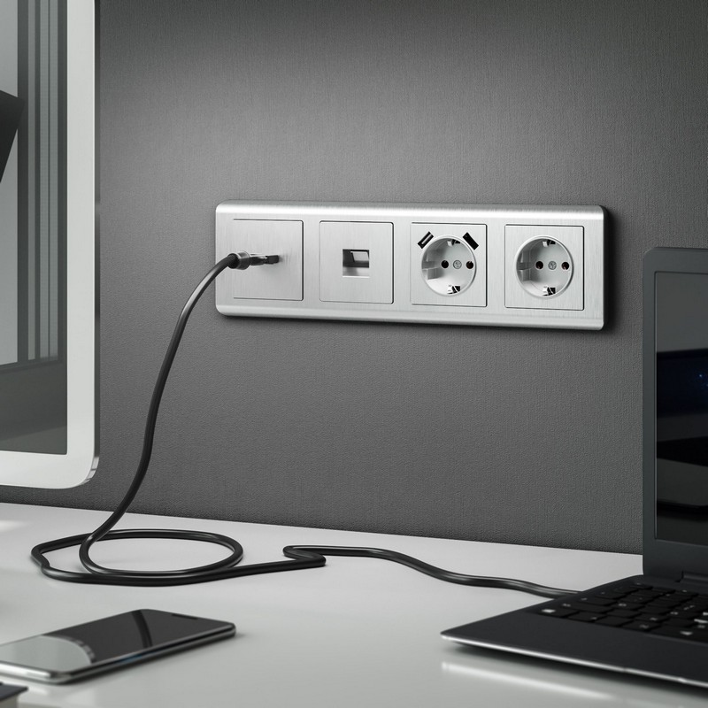 Werkel Серебряный рифленный механизмы Розетка Ethernet Werkel RJ-45 (cеребряный рифленый) W1181009