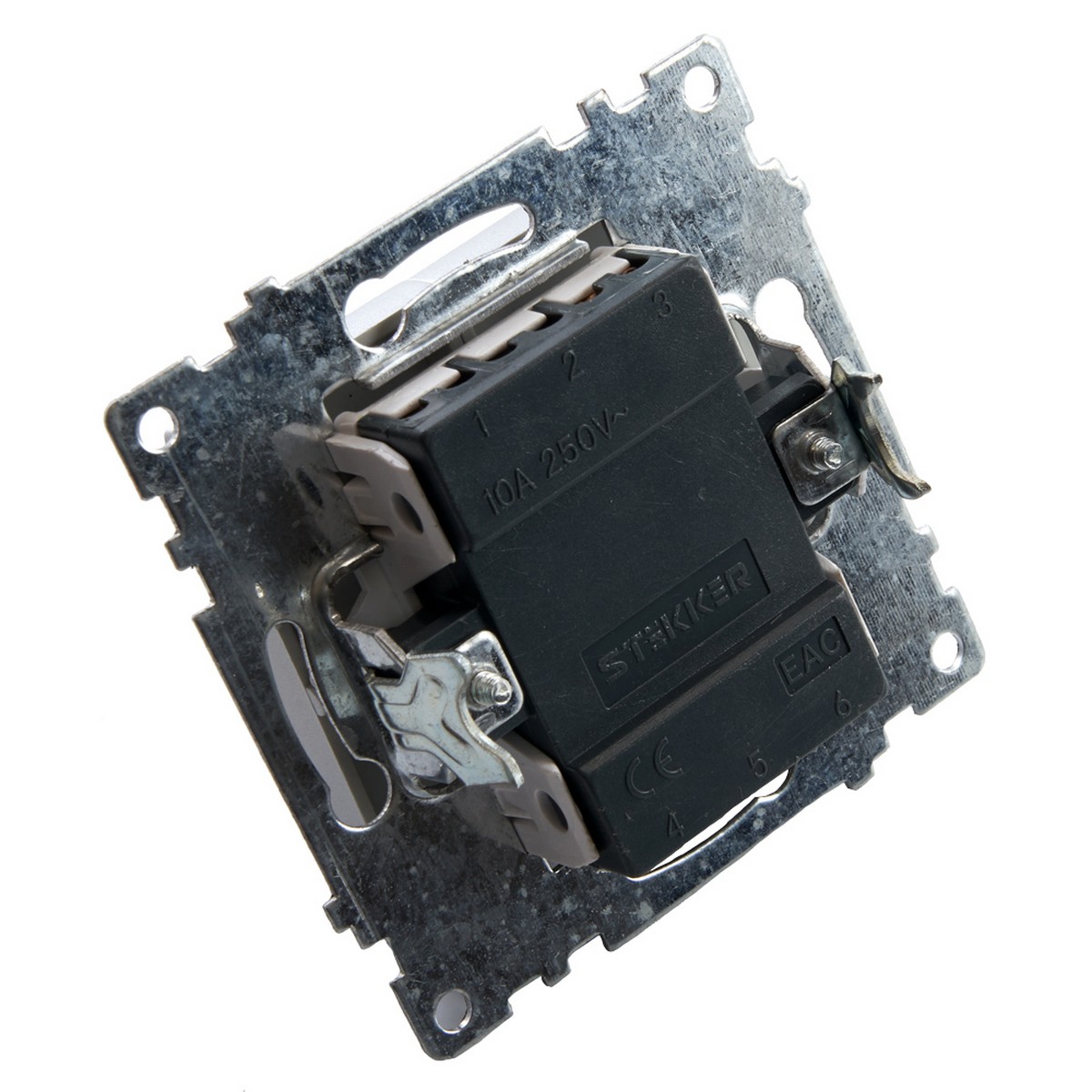 Катрин - Розетки и выключатели Stekker Выключатель 2-клавишный c индикатором STEKKER GLS10-7102-02 10А Катрин шампань 39593