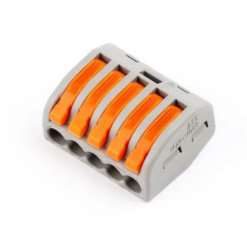 Cтроительно-монтажная клемма ЛюксЭл 3405 с рычагами 5 отверстий (аналог WAGO 222-415)