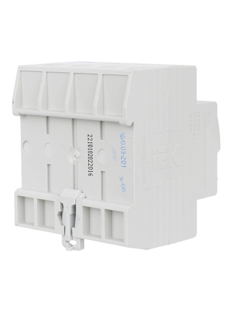 IEK Выключатель дифференциальный IEK KARAT ВД1-63 (УЗО) 4Р 16А 30мА MDV10-4-016-030 