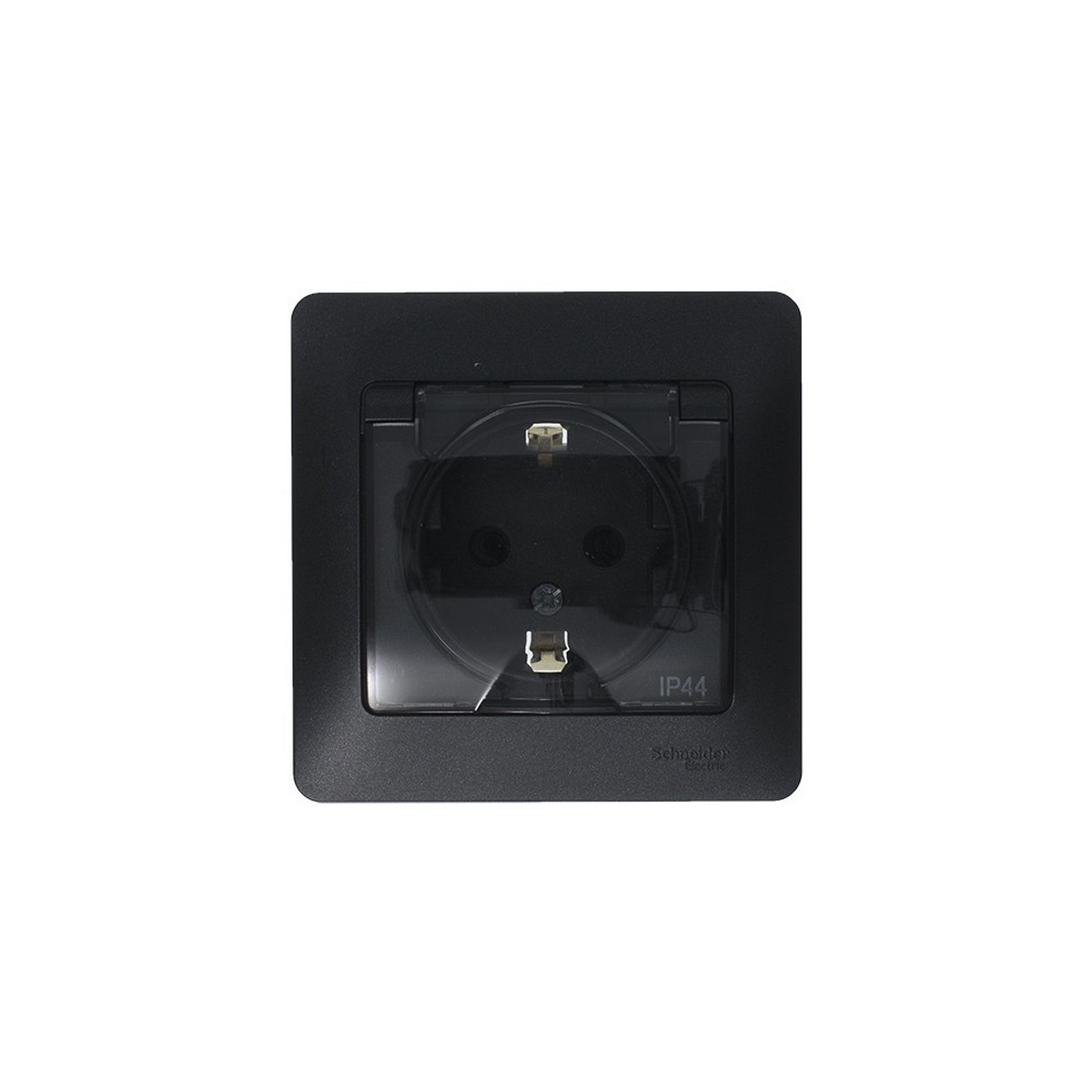 Glossa Антрацит Розетка Systeme Electric Glossa Антрацит с/з со шторками с крышкой, 16А, I GSL000748