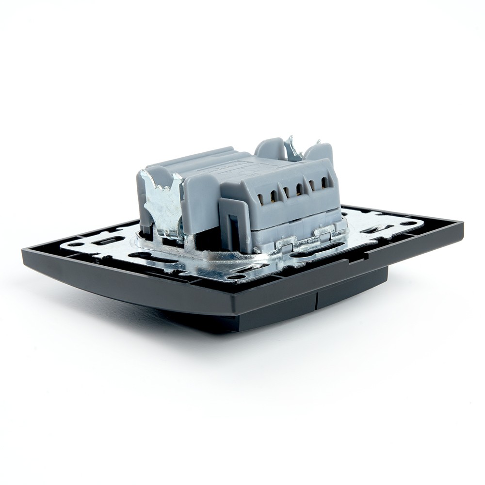 Эрна - Розетки и выключатели Stekker Переключатель 2-клавишный STEKKER PSW10-9008-03 10А Эрна черный с рамкой 39921