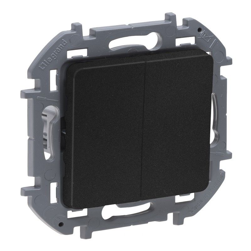 Legrand Inspiria Антрацит Выключатель Legrand INSPIRIA Антрацит двухклавишный 10 AX 250 В 673623