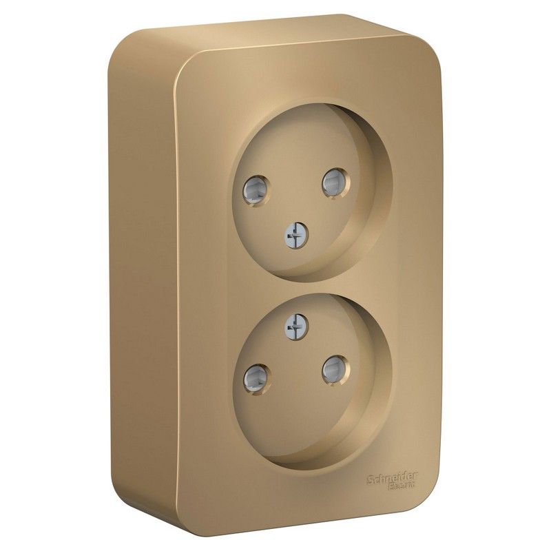 Blanca титан розетки и выключатели Розетка SE Blanca 2-ая Титан наружный б/з со шторками изолир. пластина BLNRA001214