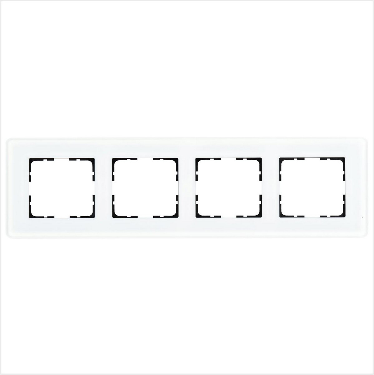 JASMART G - розетки и выключатели Рамка JASMART 4-постовая стекло матовое White Glass G1004GW-RM