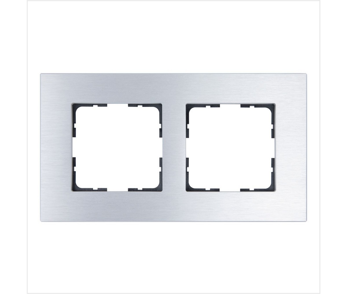 JASMART G - розетки и выключатели Рамка JASMART 2-постовая алюминий METAL G1002AS