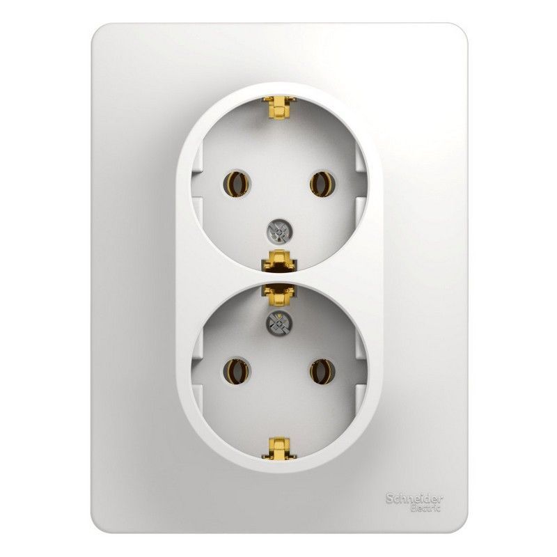 Glossa Белый Розетка Systeme Electric Glossa Белый 2-я с заземлением (в сборе с рамкой) GSL000124