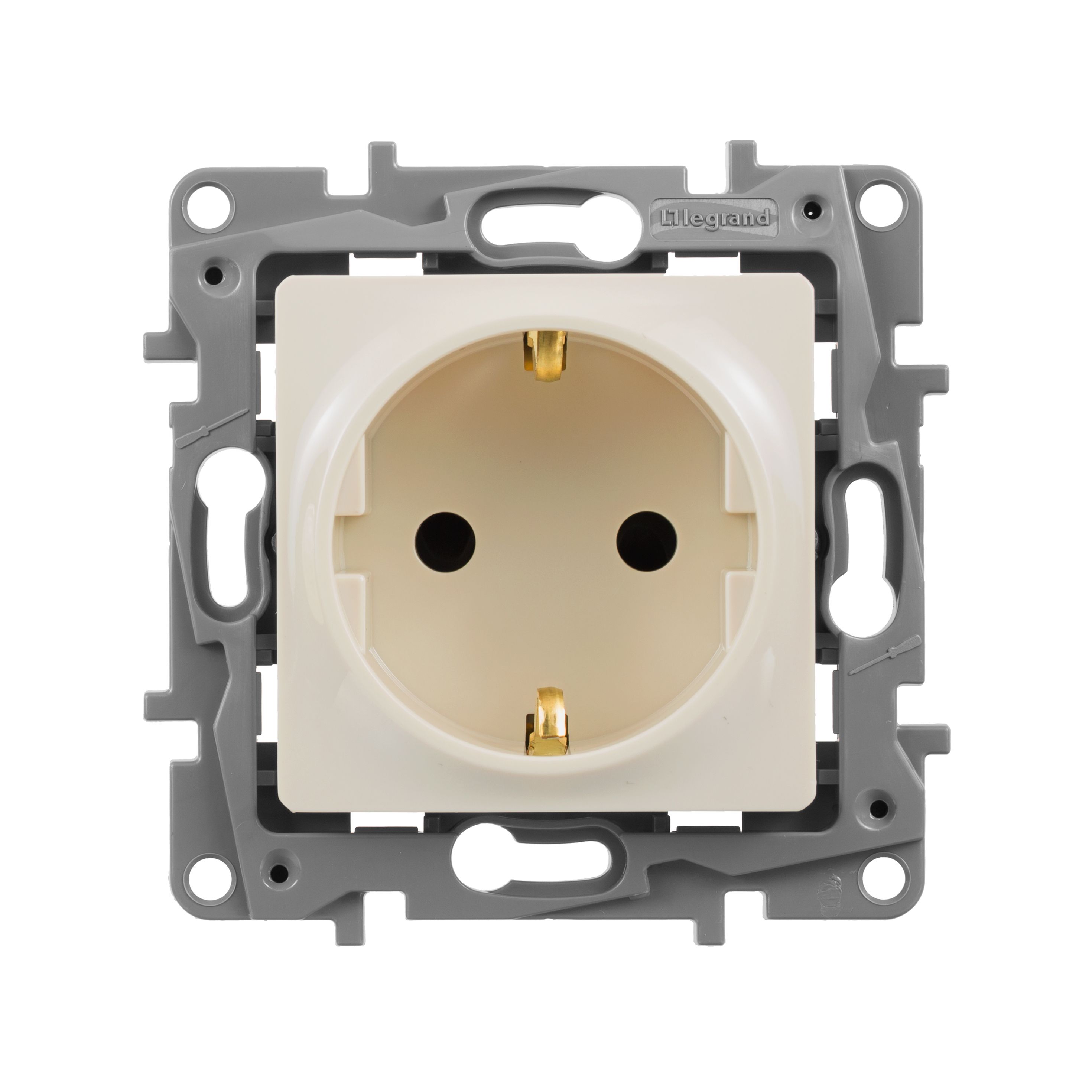 Legrand Etika Слоновая кость Розетка электрическая Legrand Etika слоновая кость с/з со шторками, винт. клем. 672322