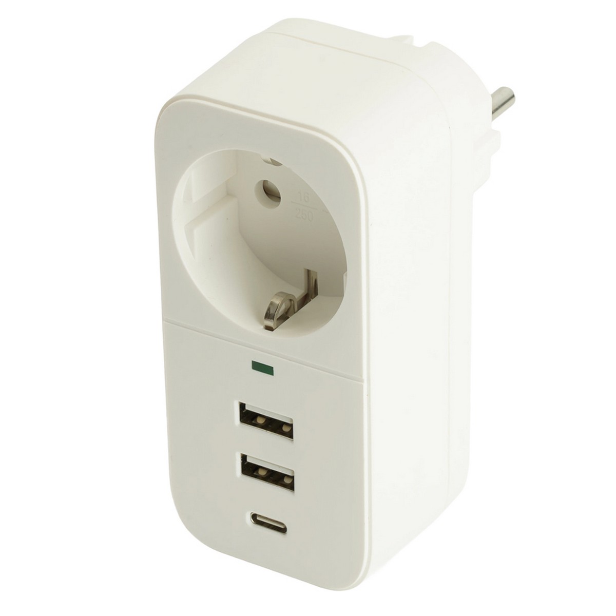 Колодки и удлинители, тройники Сетевой фильтр 1-местный с/з STEKKER HM81-11-1 2USB+1Type-C Nova белый 50142 