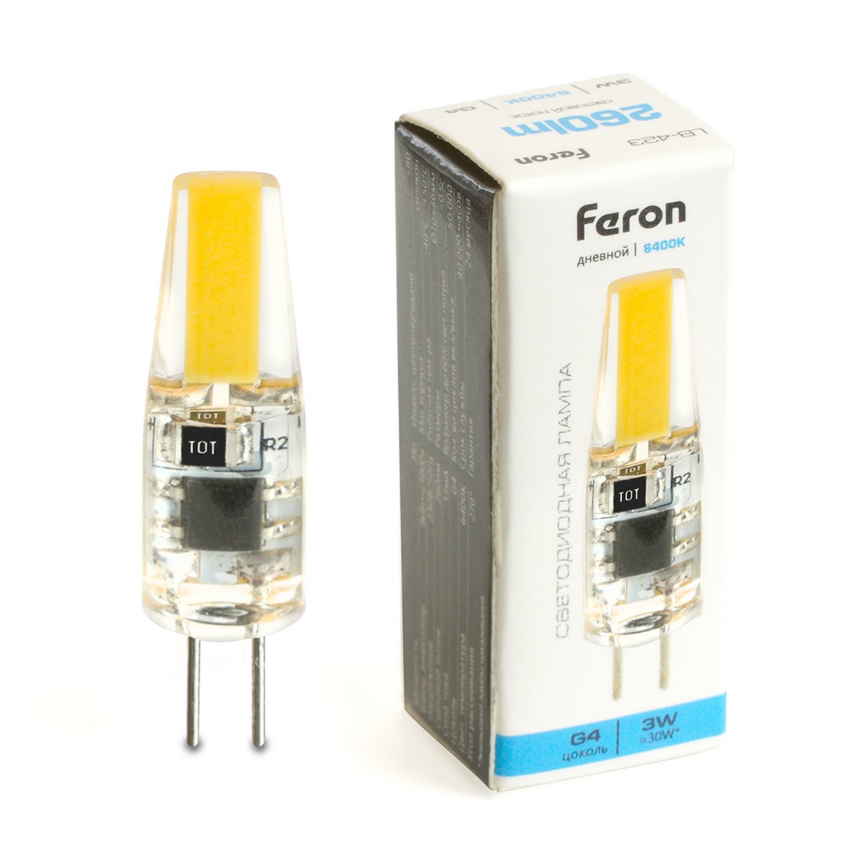 G4 Лампа светодиодная Feron LB-423 G4 3W 230V 6400K 51169
