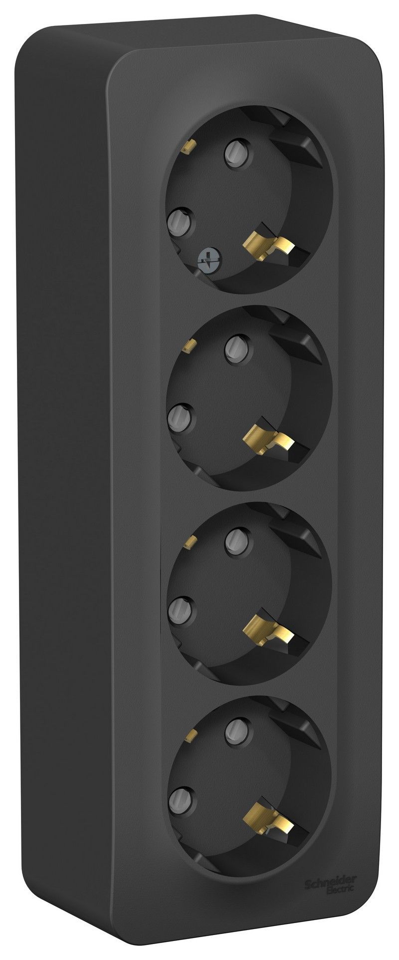 Blanca антрацит розетки и выключатели Розетка SE Blanca 4-ая Антрацит наружный с/з со шторками изолир. пластина BLNRA011416