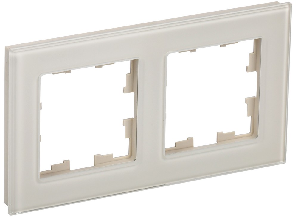 IEK Brite Рамки Рамка IEK BRITE 2-местная РУ-2-2-БрВа стекло ванильный BR-M22-G-K10