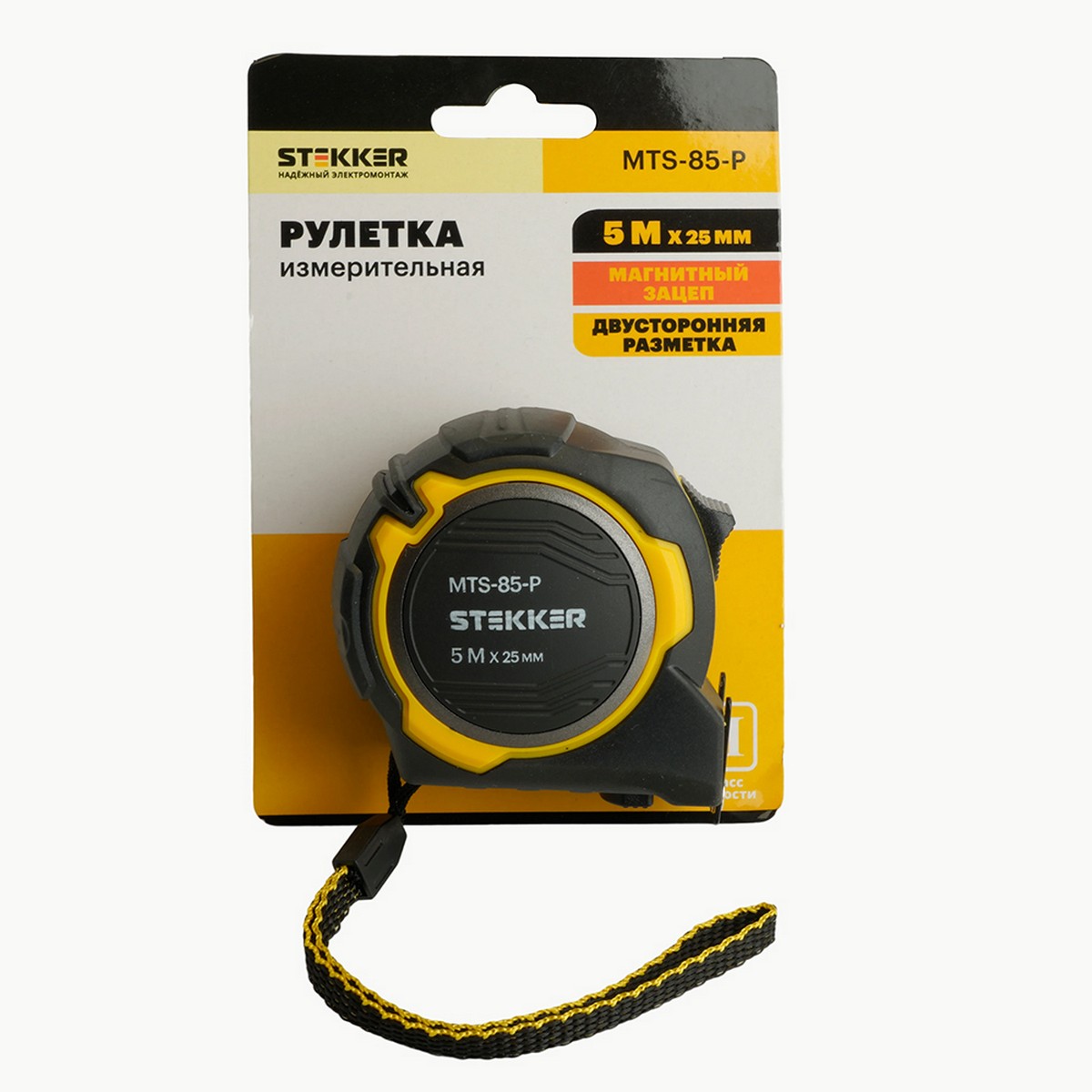 Рулетка STEKKER MTS-85-P 5 м х 25 мм магнит, двухстороннее нанесение 50210 фото