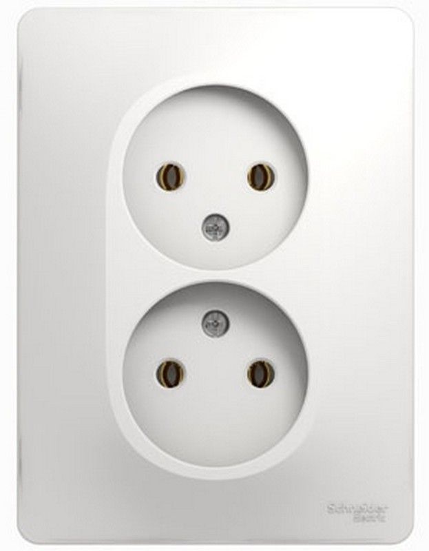 Glossa Белый Розетка Systeme Electric Glossa Белый 2-я без заземления (в сборе с рамкой) GSL000120