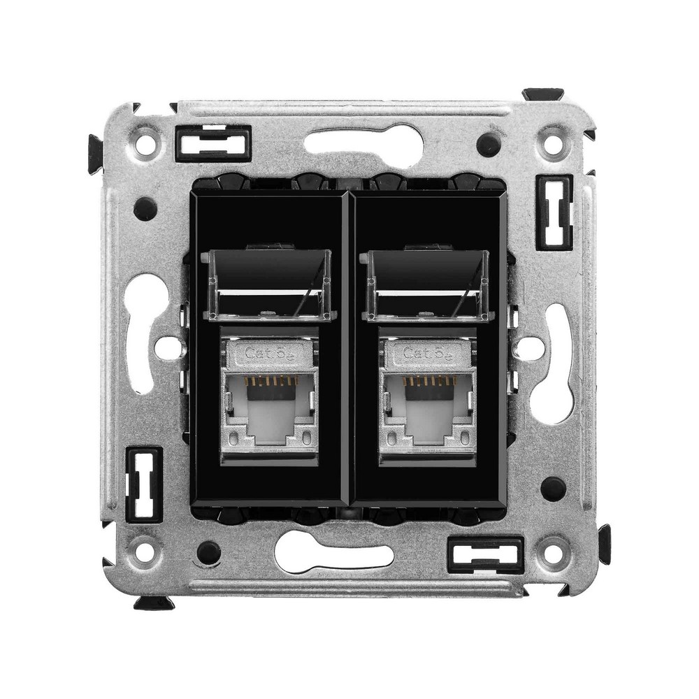 DKC Avanti механизмы Черный квадрат Компьютерная розетка DKC Avanti RJ-45 в стену кат.5e двойная экранированная "Черный квадрат" 4402364