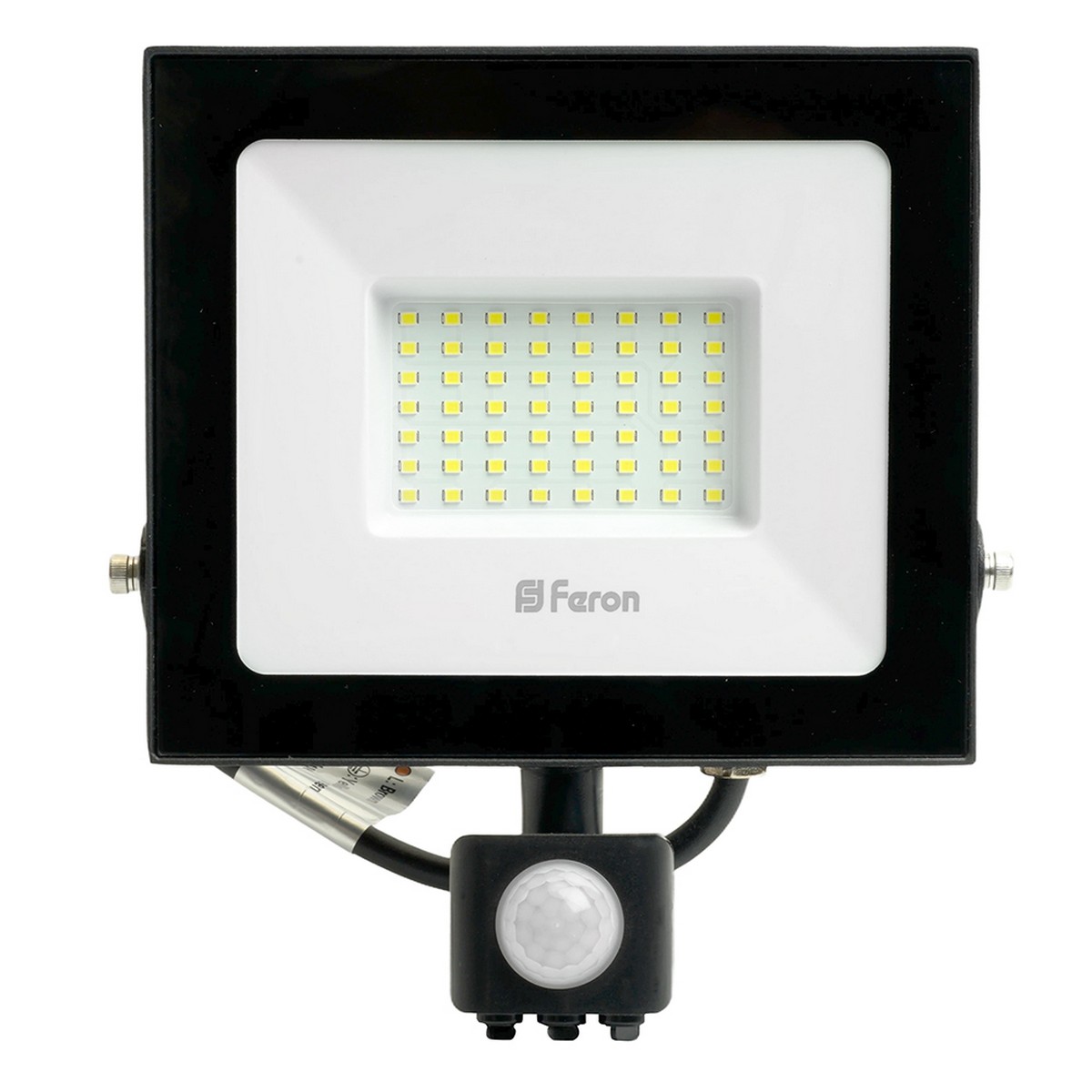 Прожекторы светодиодные Светодиодный прожектор Feron LL-908 IP44 50W с датчиком движения  Черный 6400K 29558 