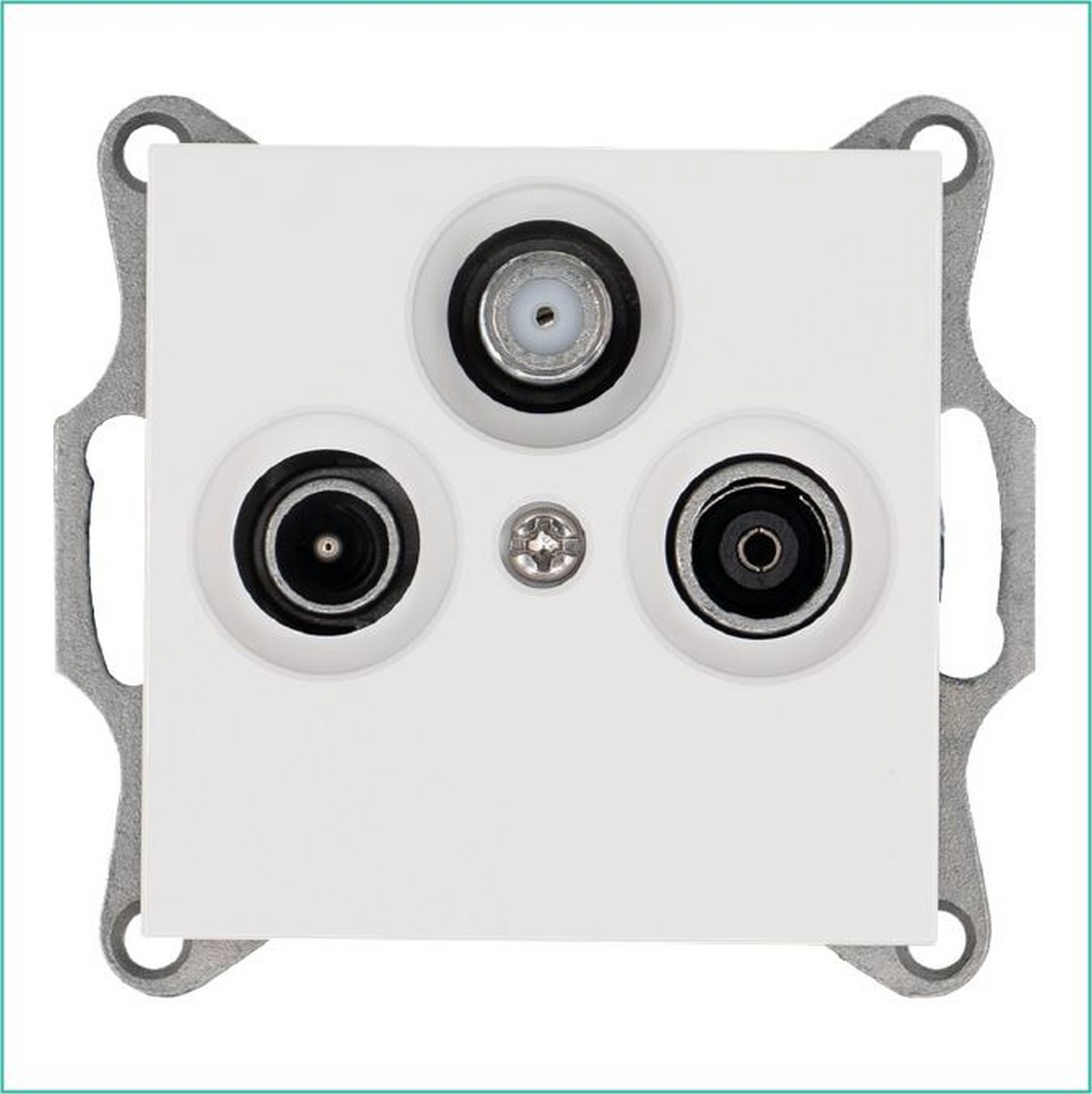 Розетка JASMART TV+FM+SAT проходная Белый глянцевый G6207W