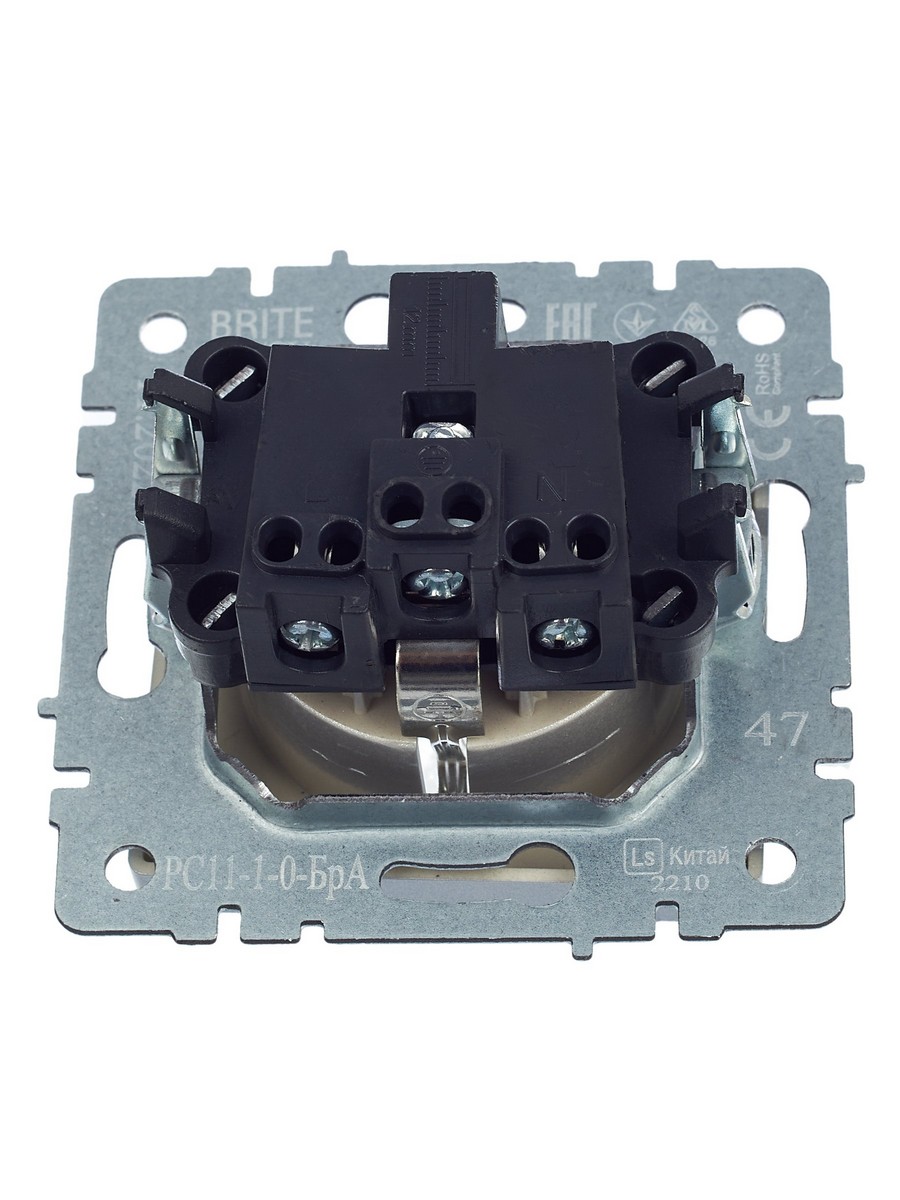 IEK Brite Алюминий Розетка IEK BRITE с/з без шторок 16А РС11-1-0-БрА алюминий BR-R11-16-K47