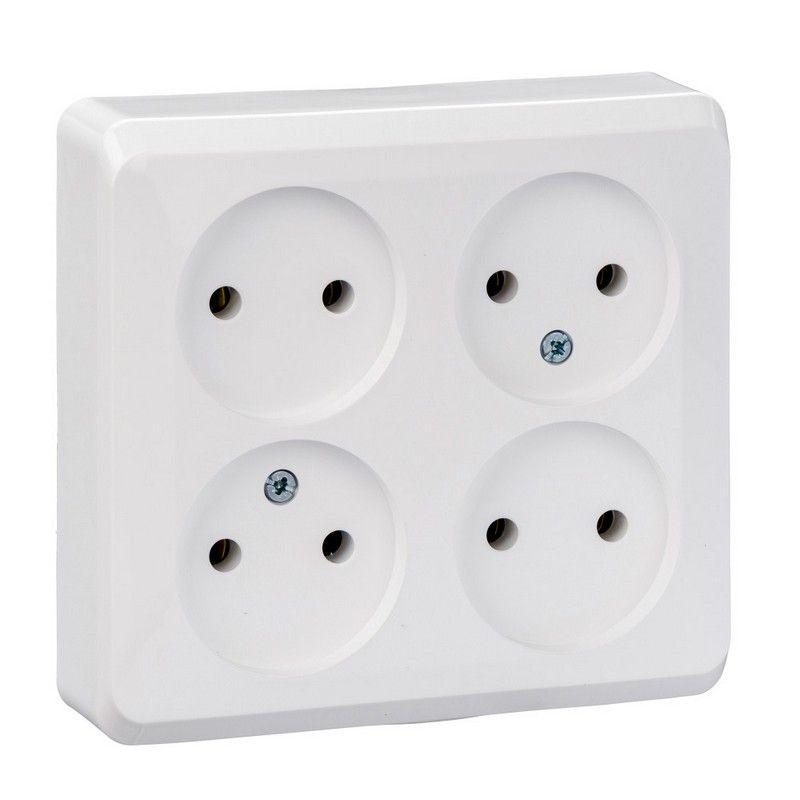 Этюд Белый Розетка 4-ая Systeme Electric Этюд наружный Белый б/з без шторок PA16-205B