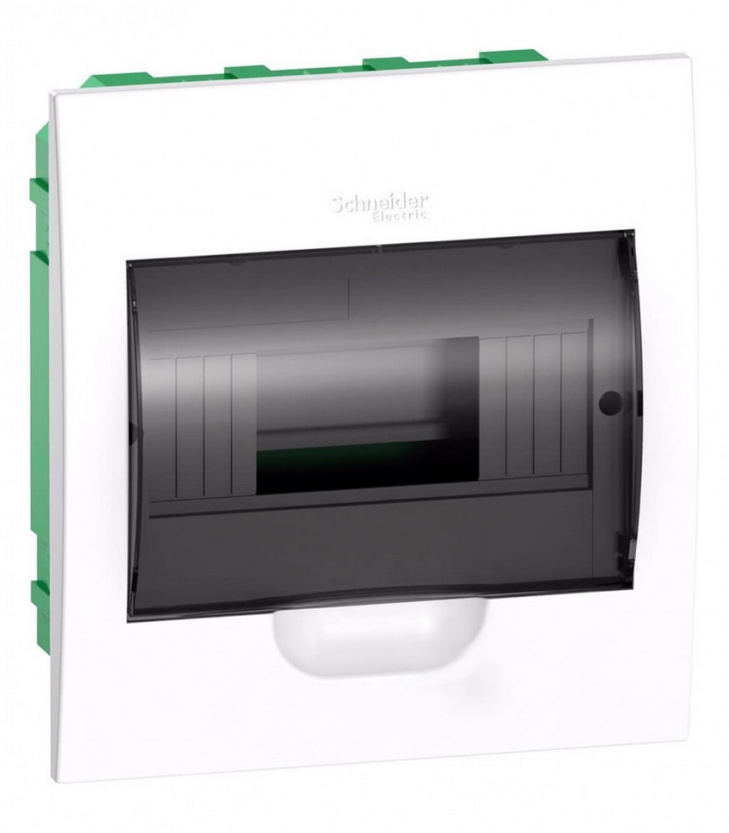 Пластиковые боксы и щиты Шнайдер Электрик Щит распределительный Schneider Electric EZ9E108S2FRU Easy9 встраиваемый 8 модулей прозрачная дверца