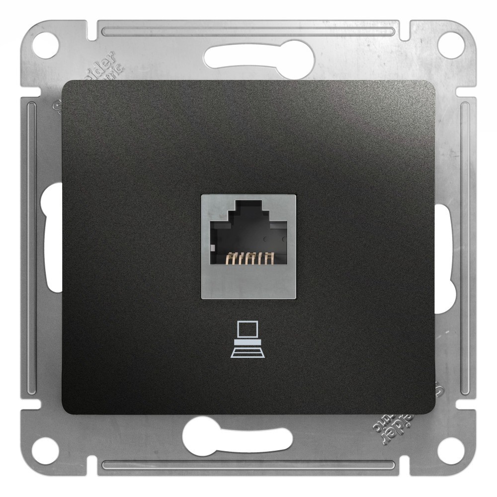 Glossa Антрацит Розетка компьютерная Systeme Electric Glossa Антрацит RJ45 кат.5E механизм GSL000781K