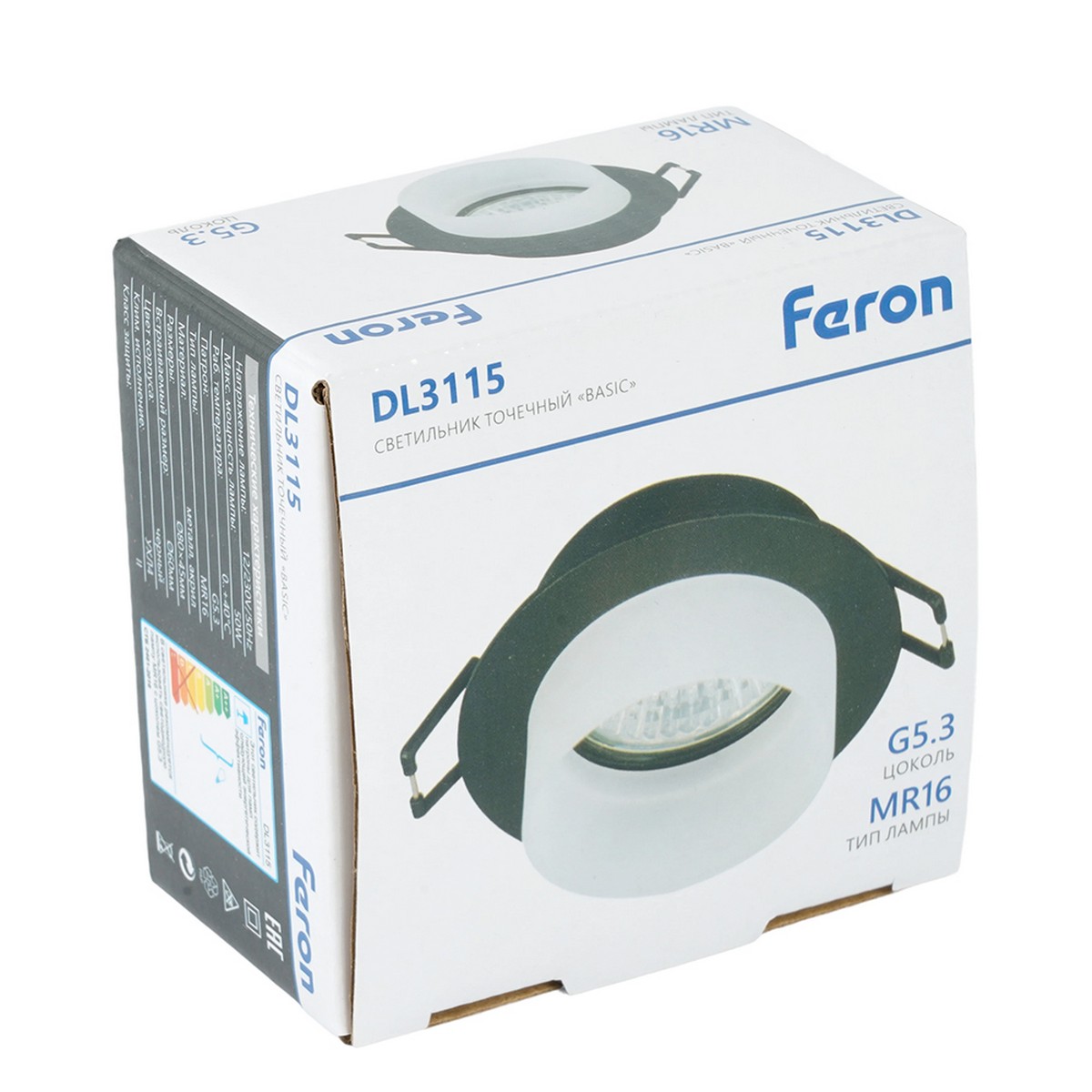 Встраиваемые светодиодные светильники Светильник Feron встраиваемый DL3115 потолочный MR16 G5.3 черный 51934 