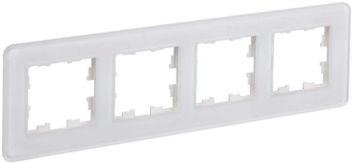 IEK Brite Рамки Рамка IEK BRITE DECOR Белый матовый стекло скругл.угол 4-м РУ-4-2-Бр RE BR-M42-G-41-K01